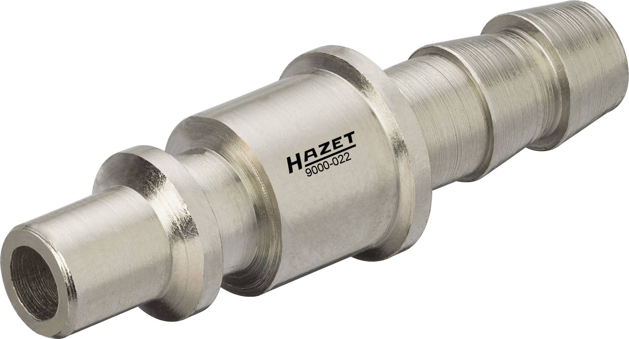 Une pièce adaptateur métallique à plusieurs étages avec le nom de marque 'Hazet 6000-022' gravé sur le côté.