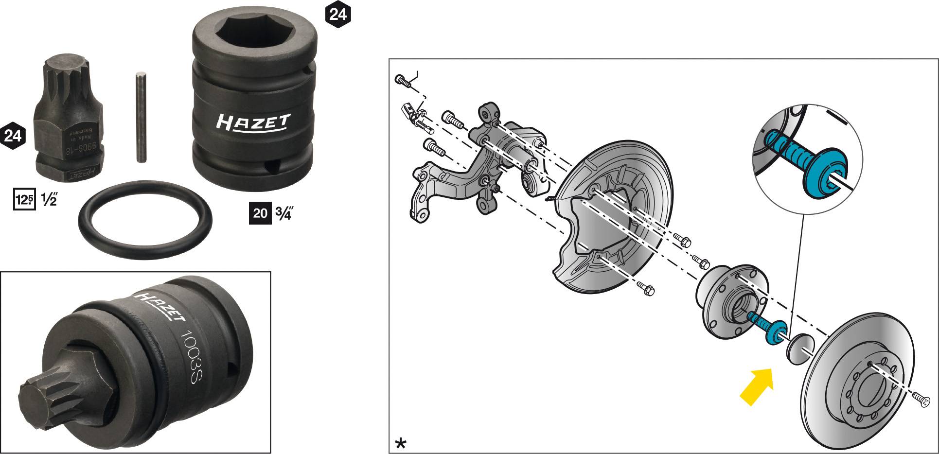 Jeu de douilles à choc 4 pièces Hazet 2549-18/4 1 pc(s)