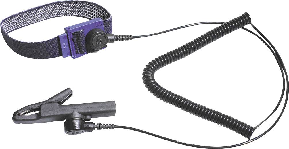 Bernstein Tools 9-342 Bracelet antistatique (ESD) noir câble de terre inclus Bouton-pression 3 mm, Pression mâle 10 mm, pince