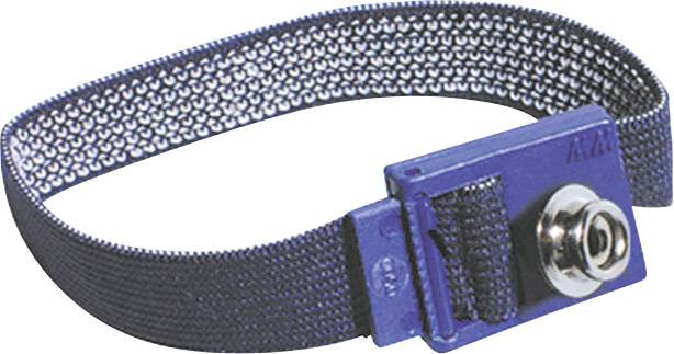 Bracelet avec contact métallique et boucle, similaire à un bracelet antistatique, destiné à évacuer les charges électriques.