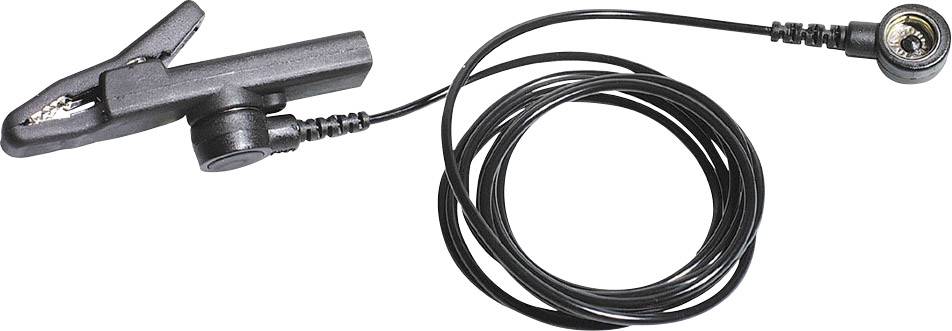 Un microphone-cravate noir avec un long câble et une pince, adapté pour des enregistrements audio ou des présentations mains libres.