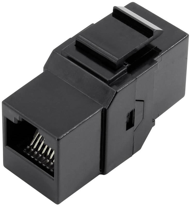 Un adaptateur de connecteur réseau RJ45 noir sans câble.