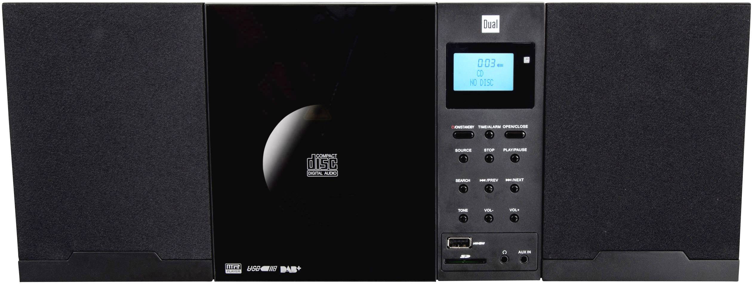 Chaîne stéréo Dual DAB 102 AUX, CD, SD, USB montage mural noir