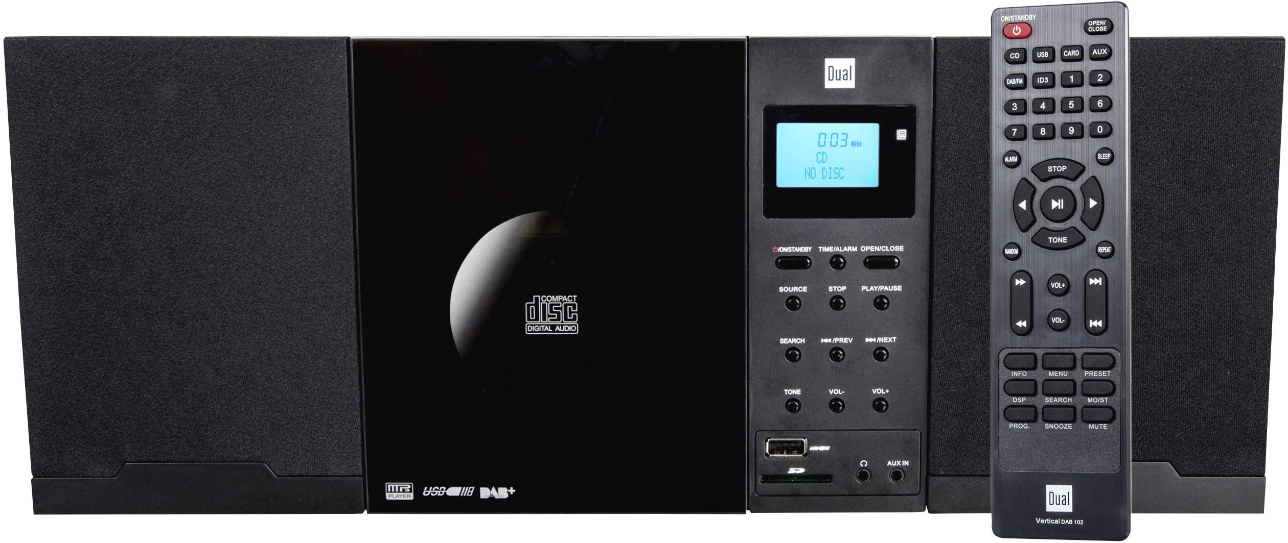 Chaîne stéréo Dual DAB 102 AUX, CD, SD, USB montage mural noir