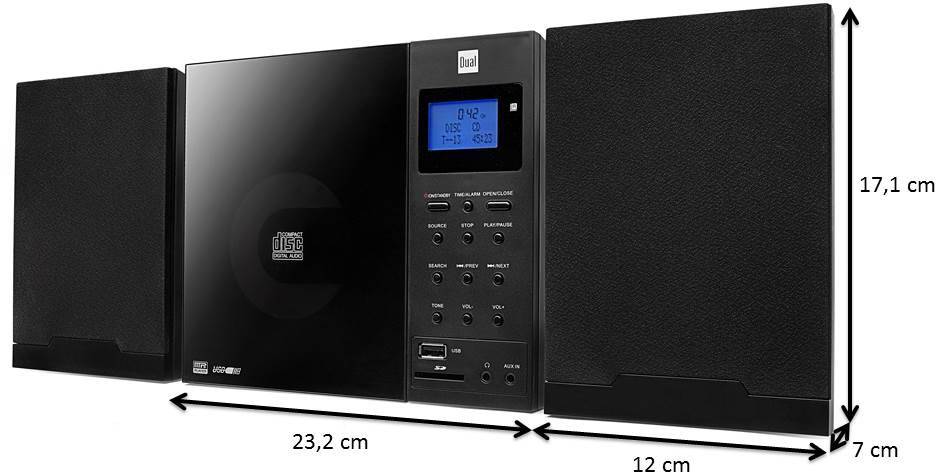 Chaîne stéréo Dual DAB 102 AUX, CD, SD, USB montage mural noir