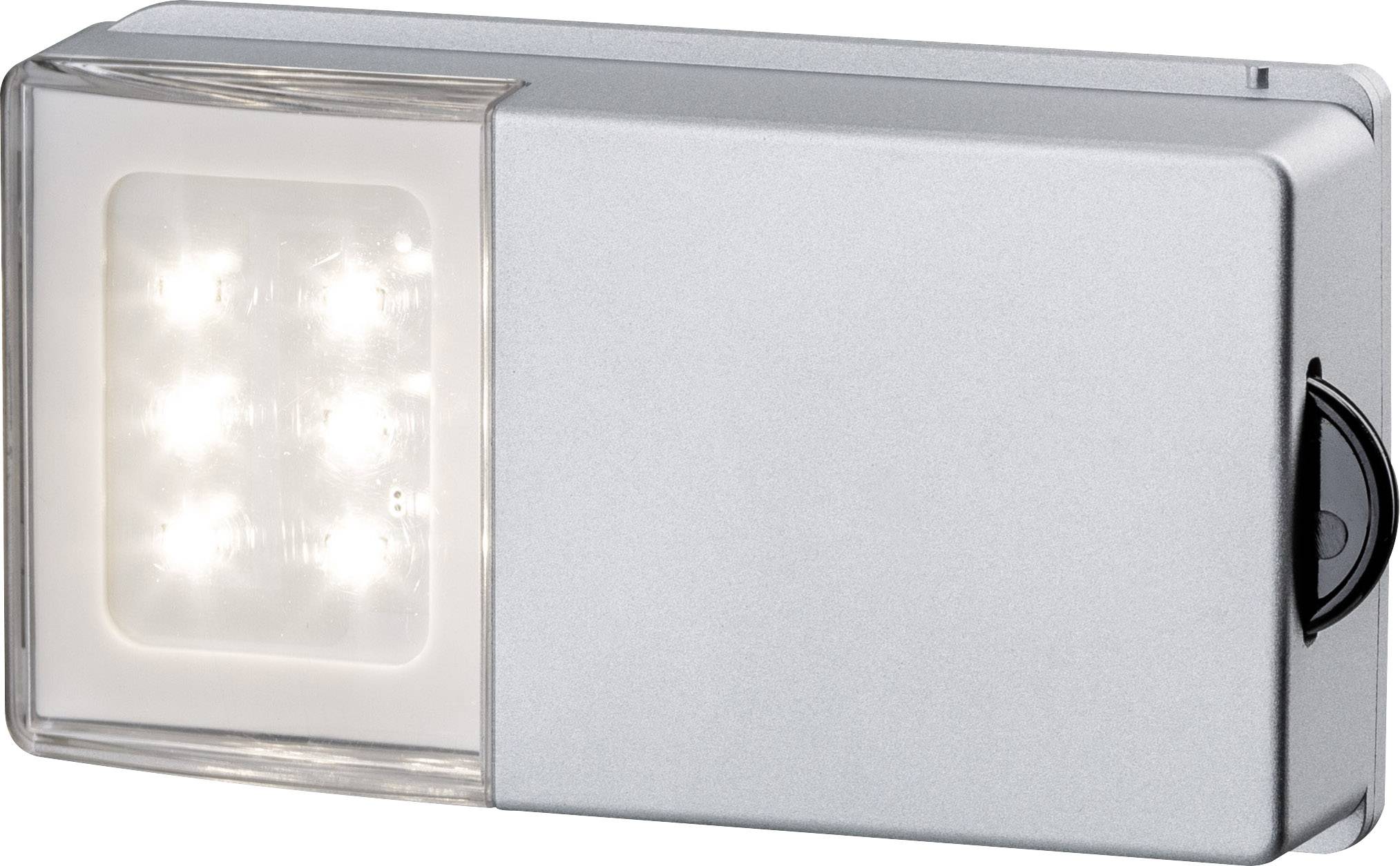 Applique murale à LED argentée avec boîtier rectangulaire et LED visiblement lumineuses, convenant à l'éclairage intérieur moderne.