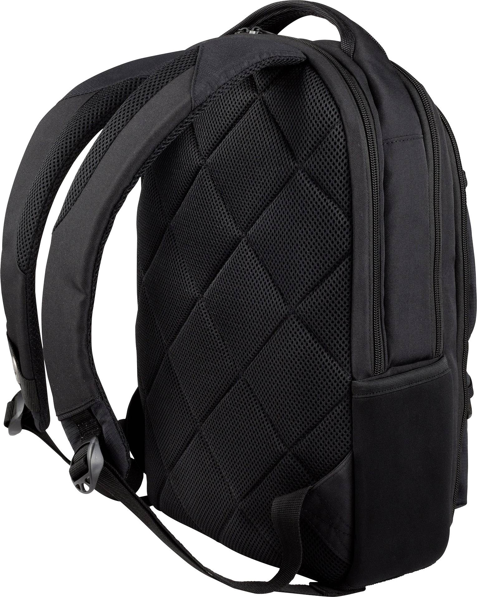 Sac à dos noir avec sangles rembourrées et réglables et dos matelassé pour un confort supplémentaire.