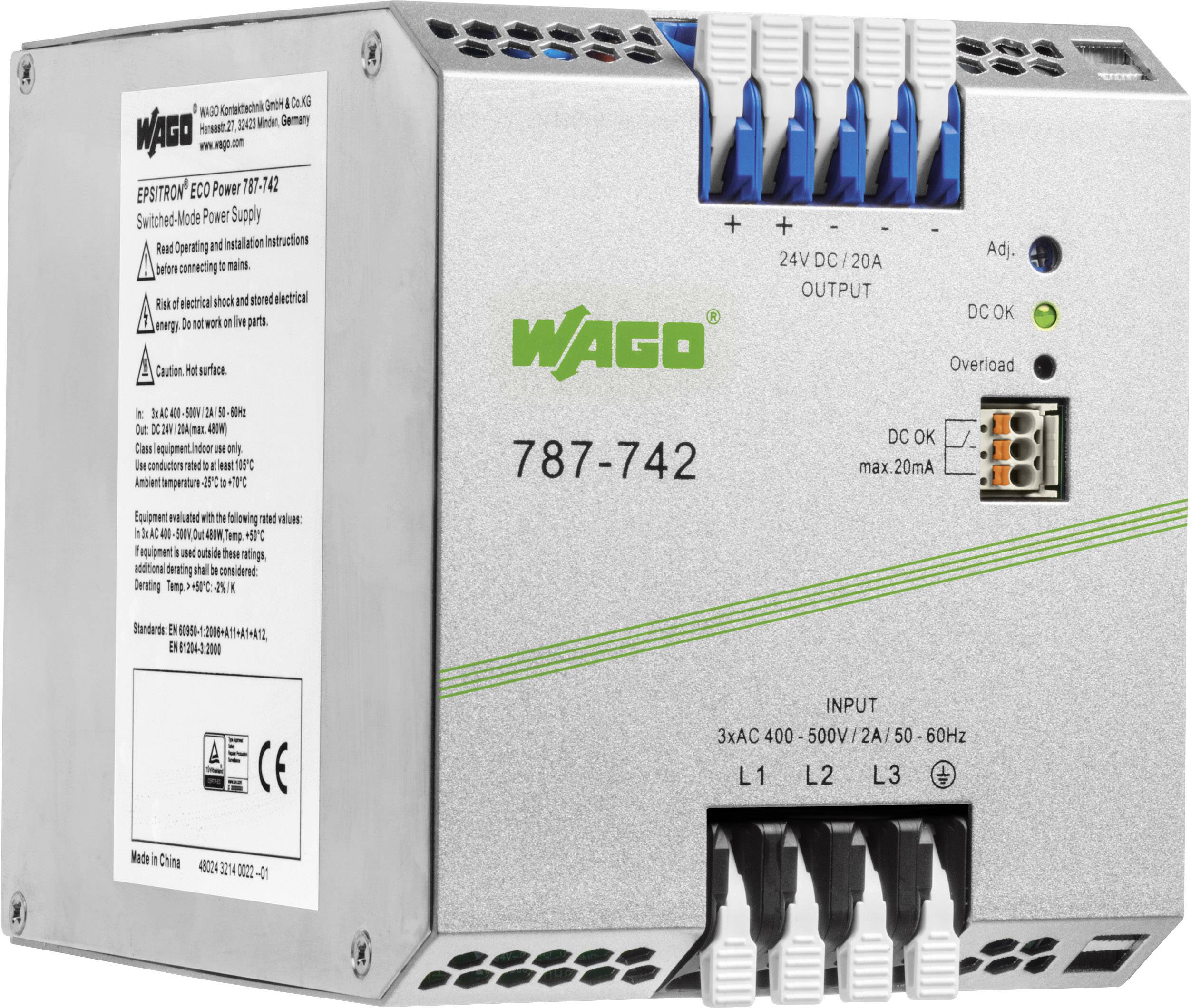 Alimentation rail DIN WAGO 787-742 28 V 20 A 480 W 1 x
