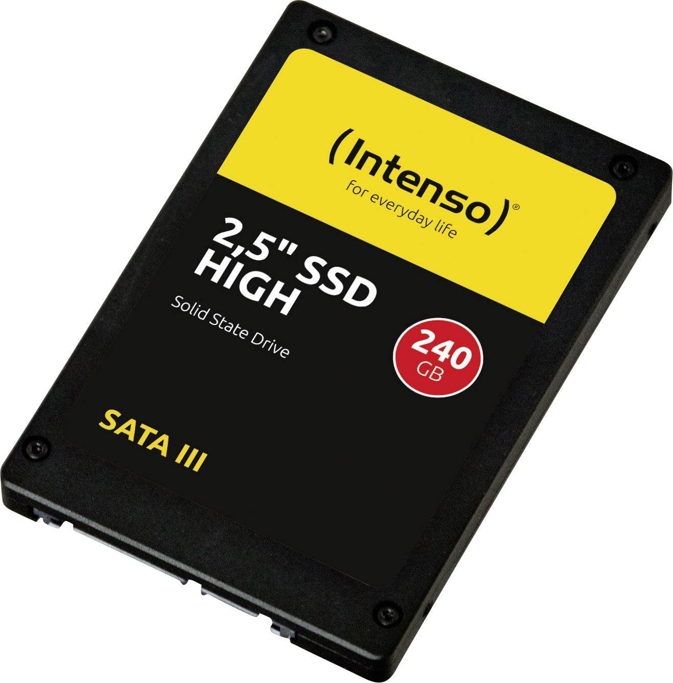 Disque SSD avec l'inscription 'Intenso 240 Go SATA III, SSD 2,5