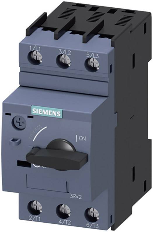 Un disjoncteur Siemens noir et gris avec un commutateur rotatif sur la façade, utilisé pour contrôler des circuits électriques.