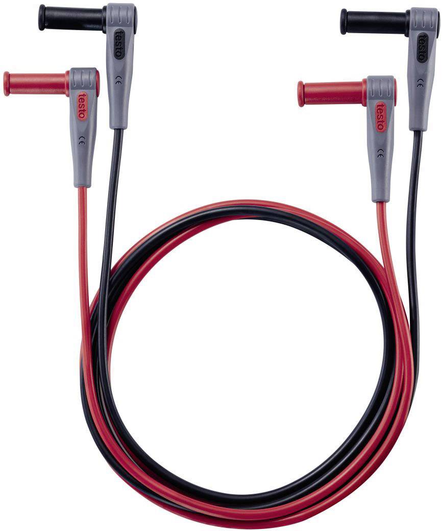 Câbles de mesure rouge et noir avec pinces crocodiles isolées, adaptés pour les tests électriques.