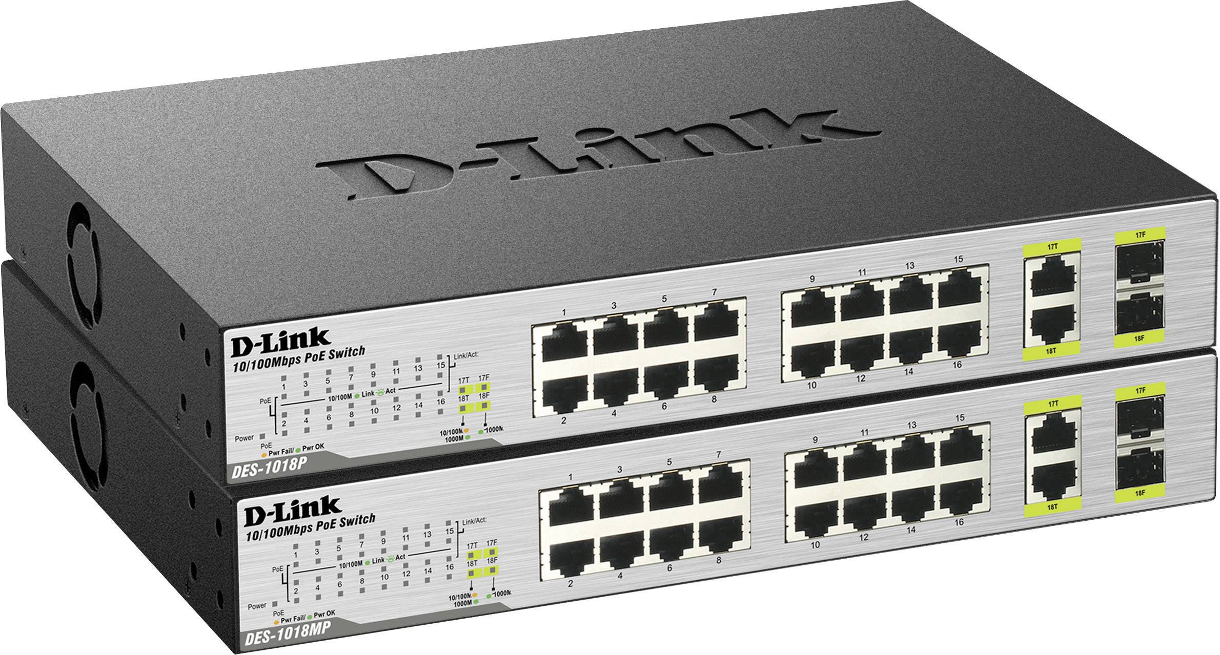 Switch réseau D-Link DES-1018MP 16+2 ports 100 MBit/s fonction PoE