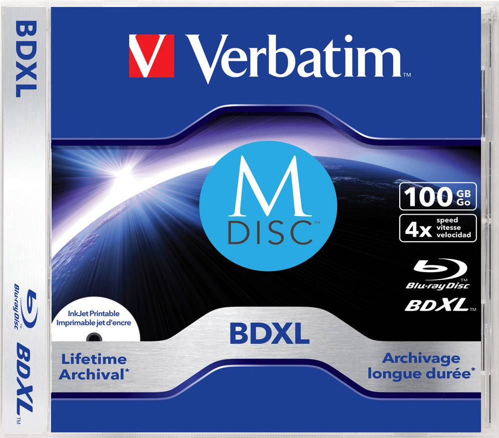 Blu-ray M-DISC vierge Verbatim 43833 100 GB 1 pc(s) slimcase imprimable