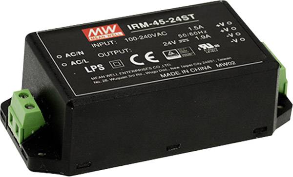 Mean Well IRM-45-24ST Alimentation CA/CC pour circuits imprimés 45 W