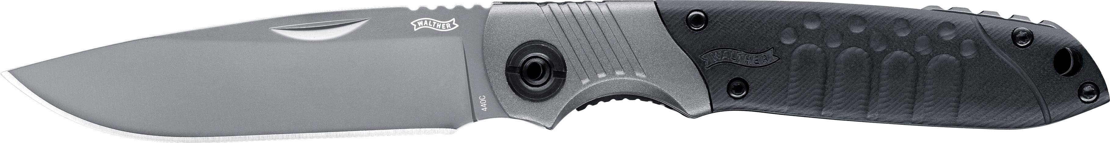 Walther Every Day Knife 5.0775 Couteau de travail avec étui, avec clip noir, argent