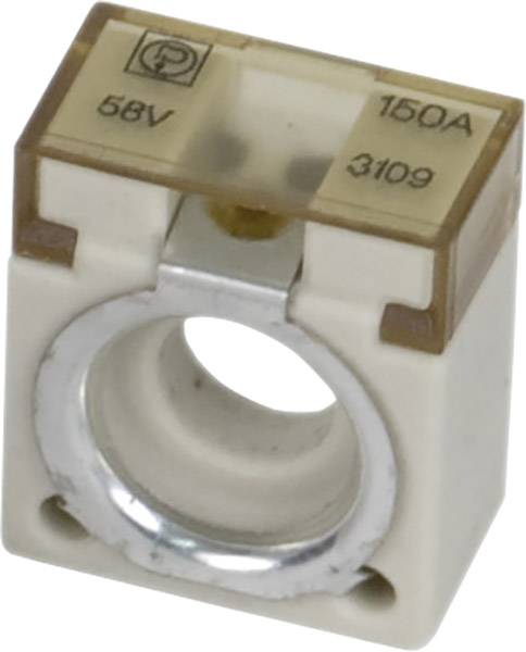 Fusible blanc portant l'inscription '58V', '150A', et '3109'. Le fusible est adapté aux circuits électriques jusqu'à 58 volts.