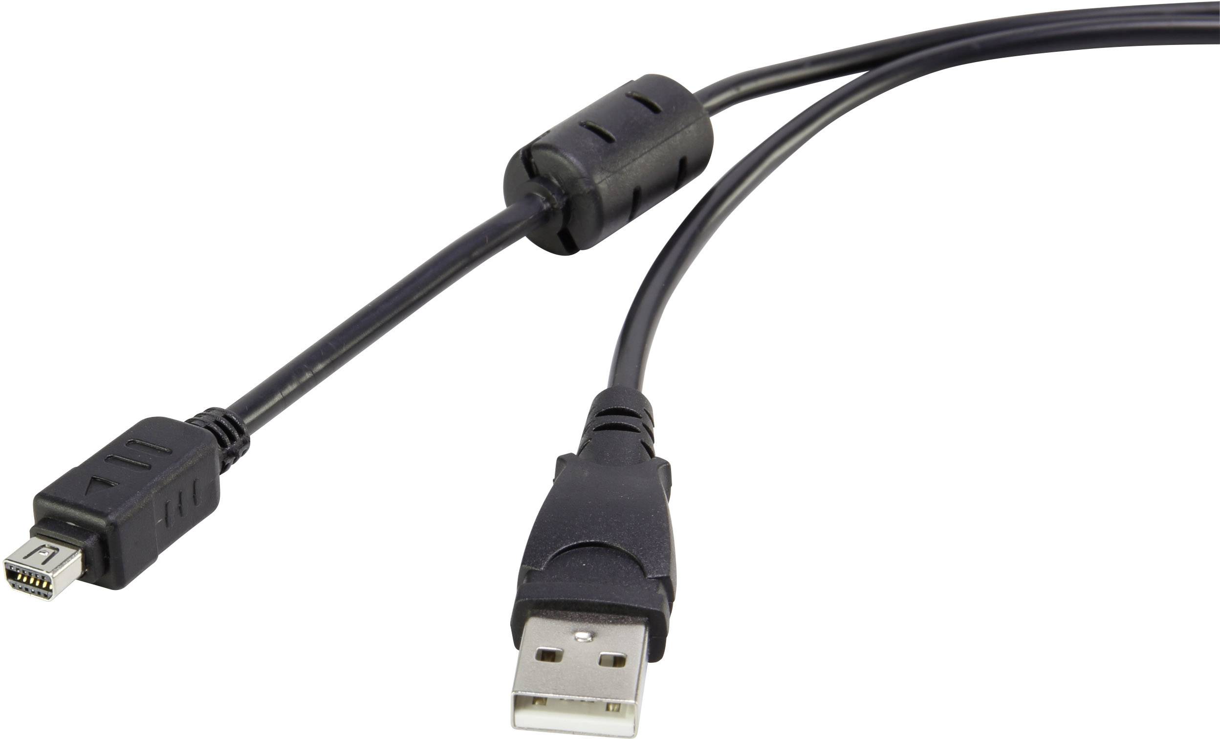 Renkforce Câble USB USB 2.0 USB-A mâle, USB-Mini mâle Olympus 1.50 m noir avec noyau en ferrite, contacts dorés RF-4382724