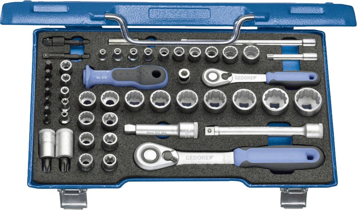 Gedore Jeu de clés à douille métrique 3/8" (10 mm), 1/4" (6.3 mm) 50 pièces 2075695