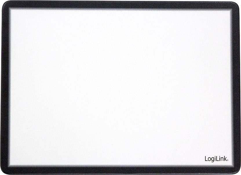 Surface de tapis de souris blanche avec un bord noir, le logo de 'LogiLink' est visible en bas à droite.