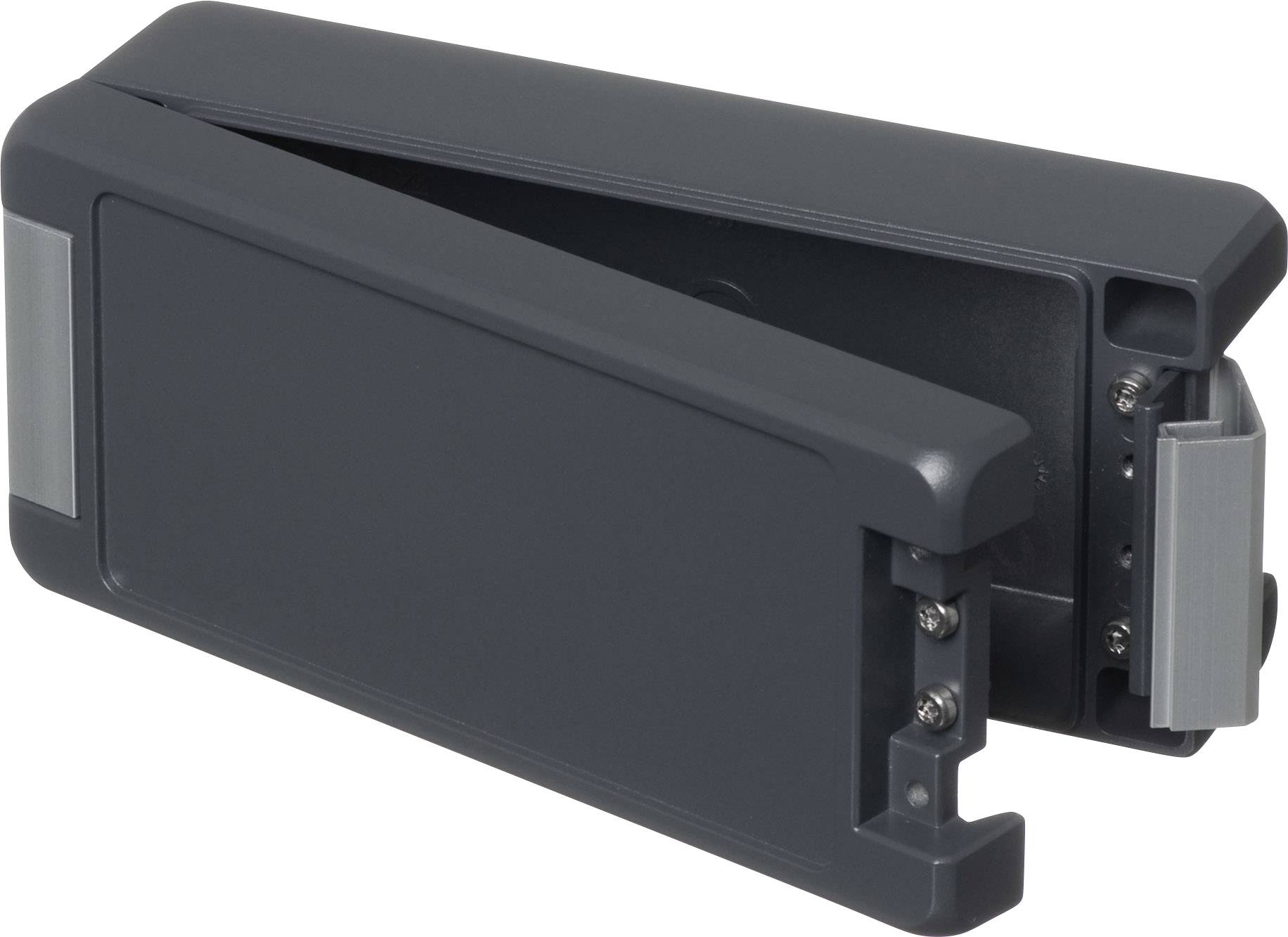 Un support de smartphone noir pliable, adapté à une utilisation en voiture, présente une construction robuste et un design compact.