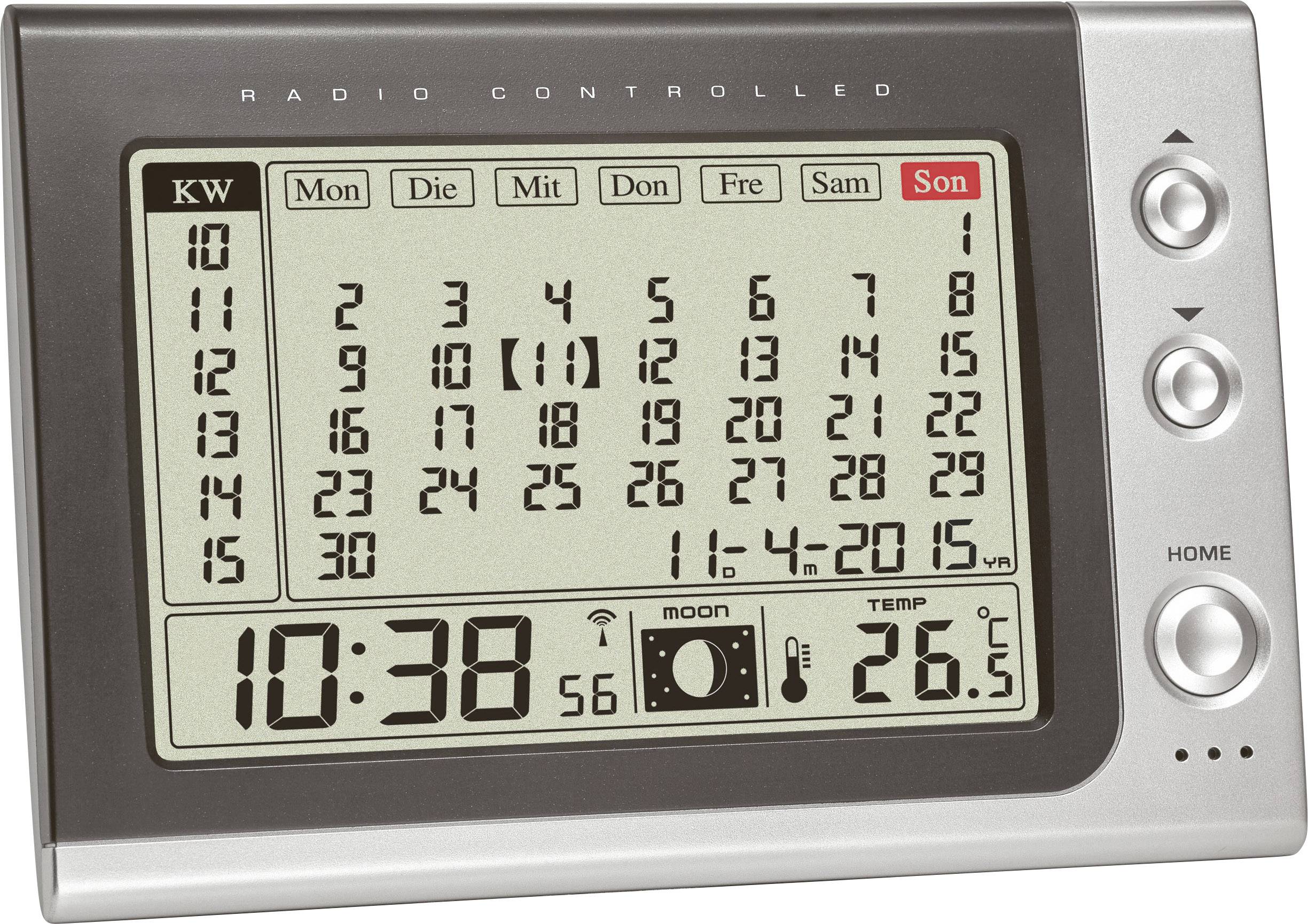 TFA Dostmann 60.2529.54 radiopiloté(e) Réveil anthracite, argent Heures de réveil 1