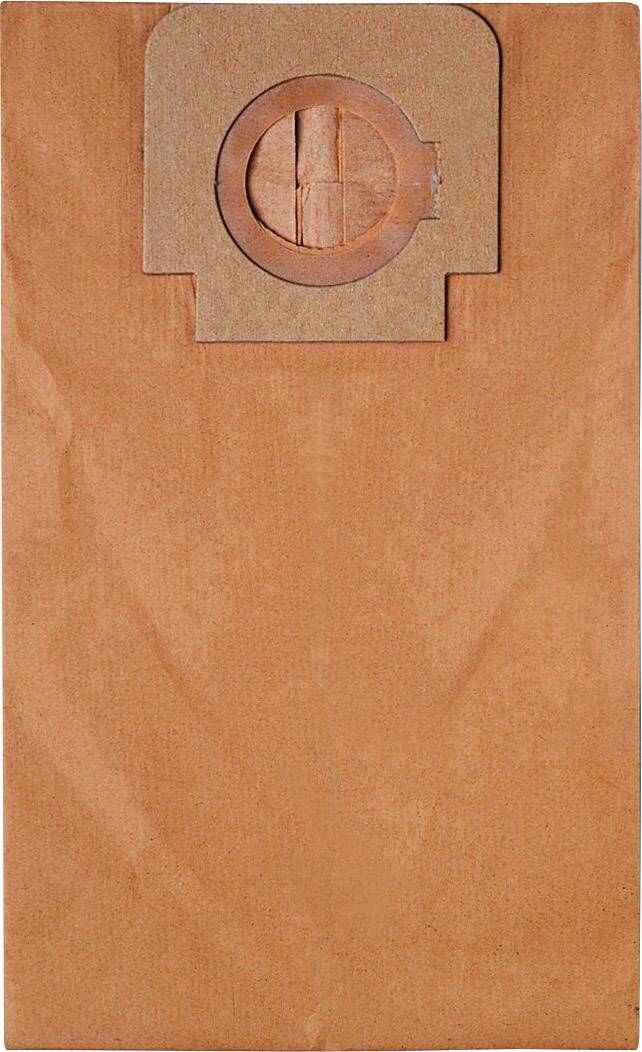 Sac d'aspirateur marron avec raccordement rectangulaire et un trou rond au centre, servant de pièce de rechange pour certains modèles d'aspirateurs.