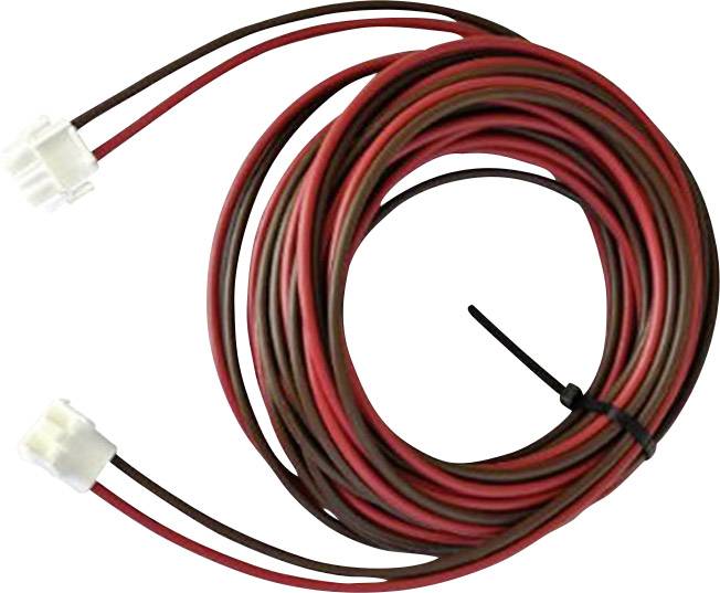 Câble avec des fils rouges et bruns, connecté à des fiches blanches à chaque extrémité ; conçu spécifiquement pour des connexions électriques.