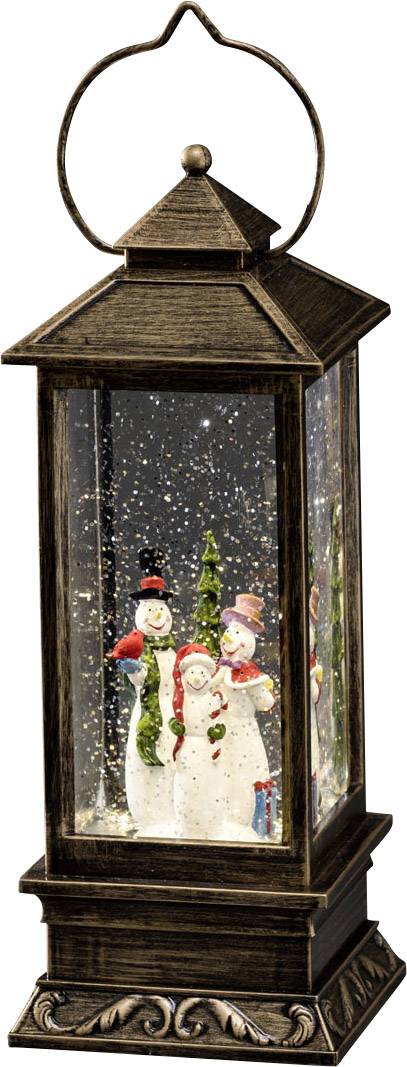 Konstsmide 2889-000 Lanterne à LED bonhommes de neige blanc chaud LED enneigé, rempli d'eau, minuteur, avec interrupteur