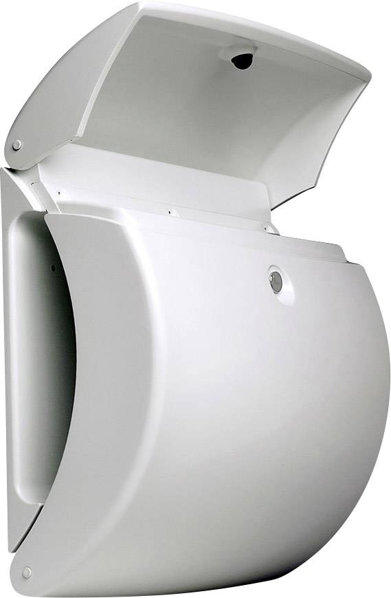 Un sèche-mains moderne et automatique fixé au mur.