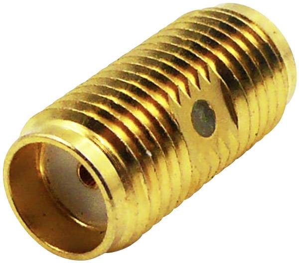Un connecteur coaxial F doré fileté, utilisé pour raccorder des câbles dans les systèmes de communication.