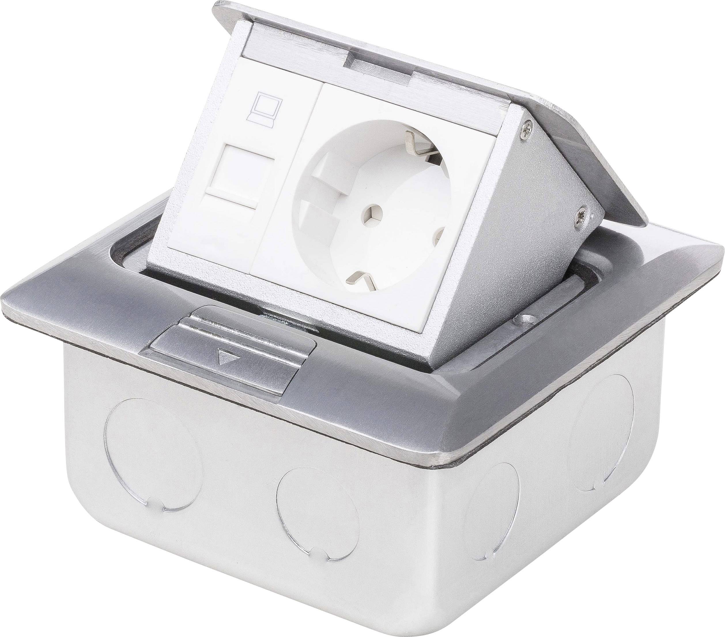 LEDmaxx 105626 simple Prise encastrée pour plancher avec fiche Cat5 IP20 aluminium