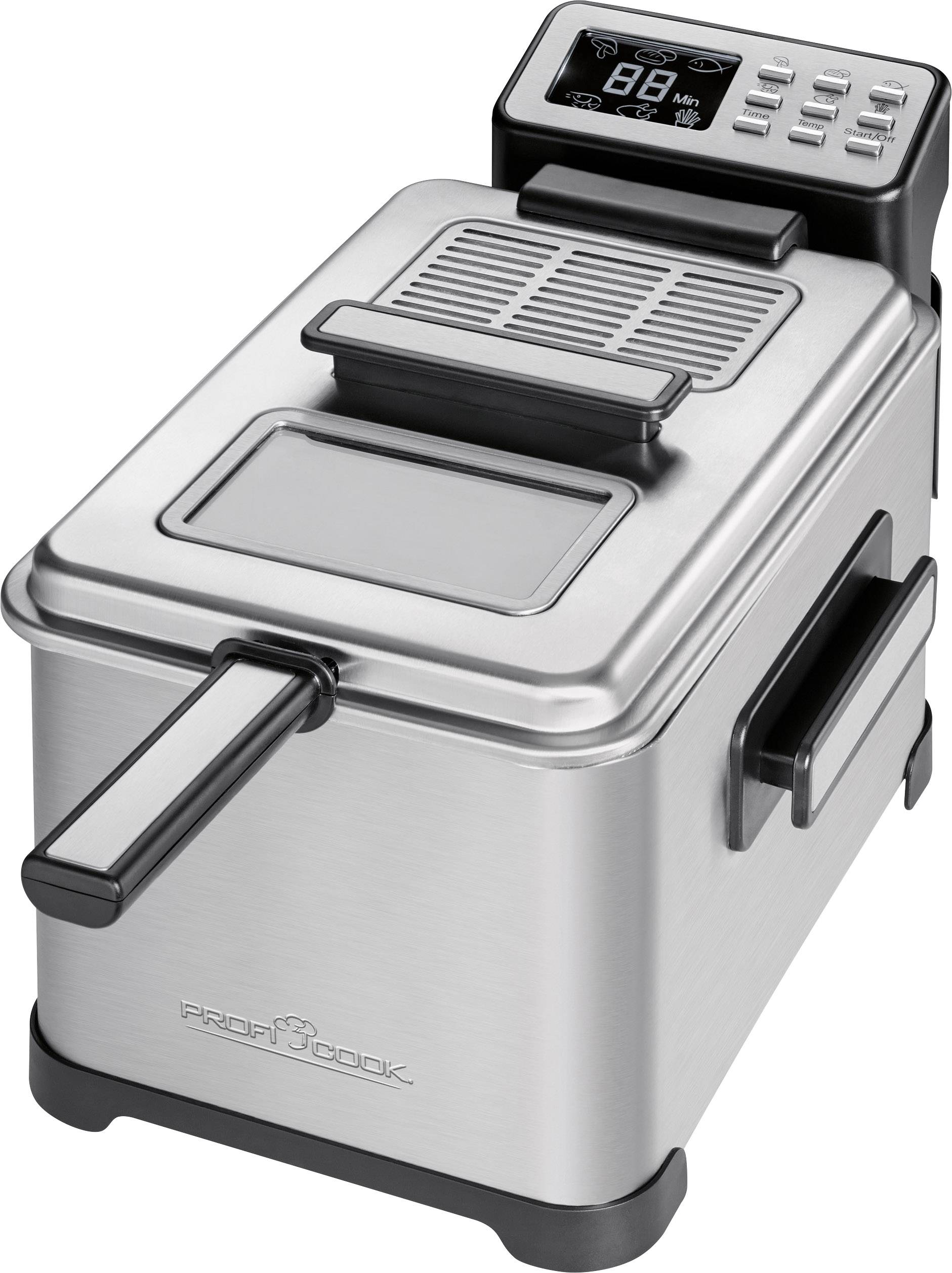 Profi Cook PC-FR 10 Fritteuse 2500 W mit Display Edelstahl, Schwarz