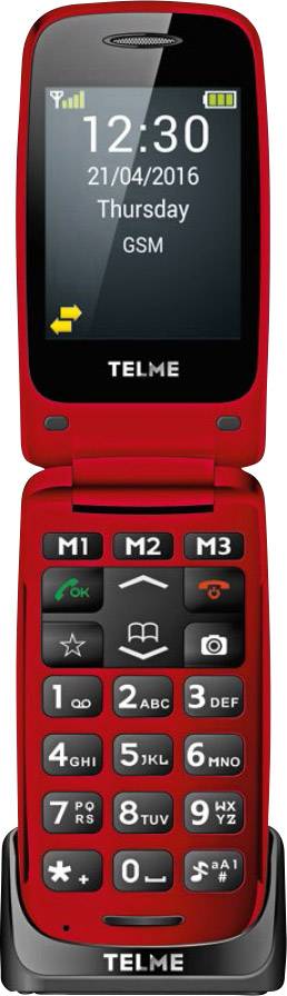Téléphone portable à clapet pour séniors Telme X200 avec station de charge, Touche SOS rouge