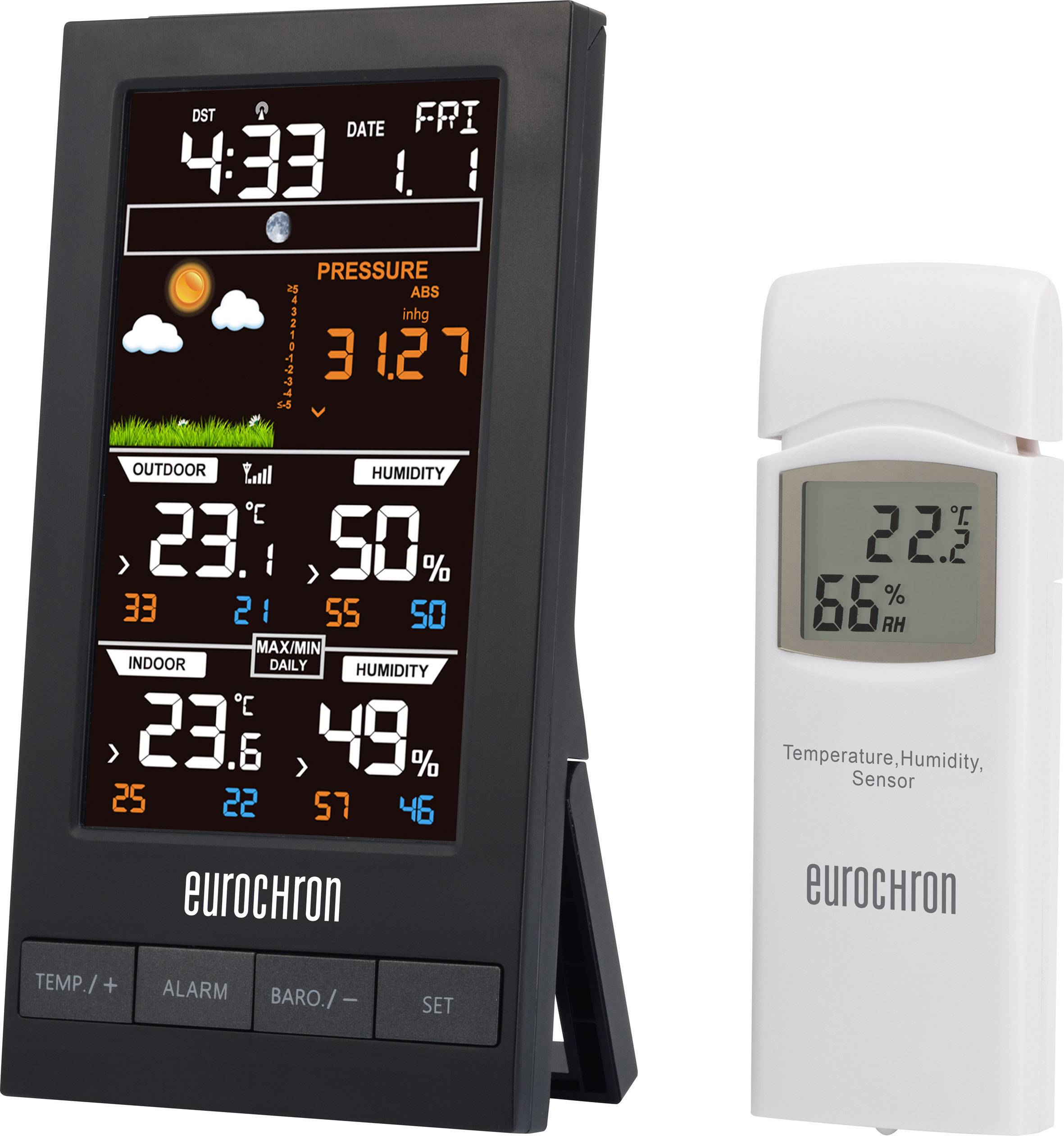 Station météo radiopilotée numérique Eurochron EFWS S250 noir