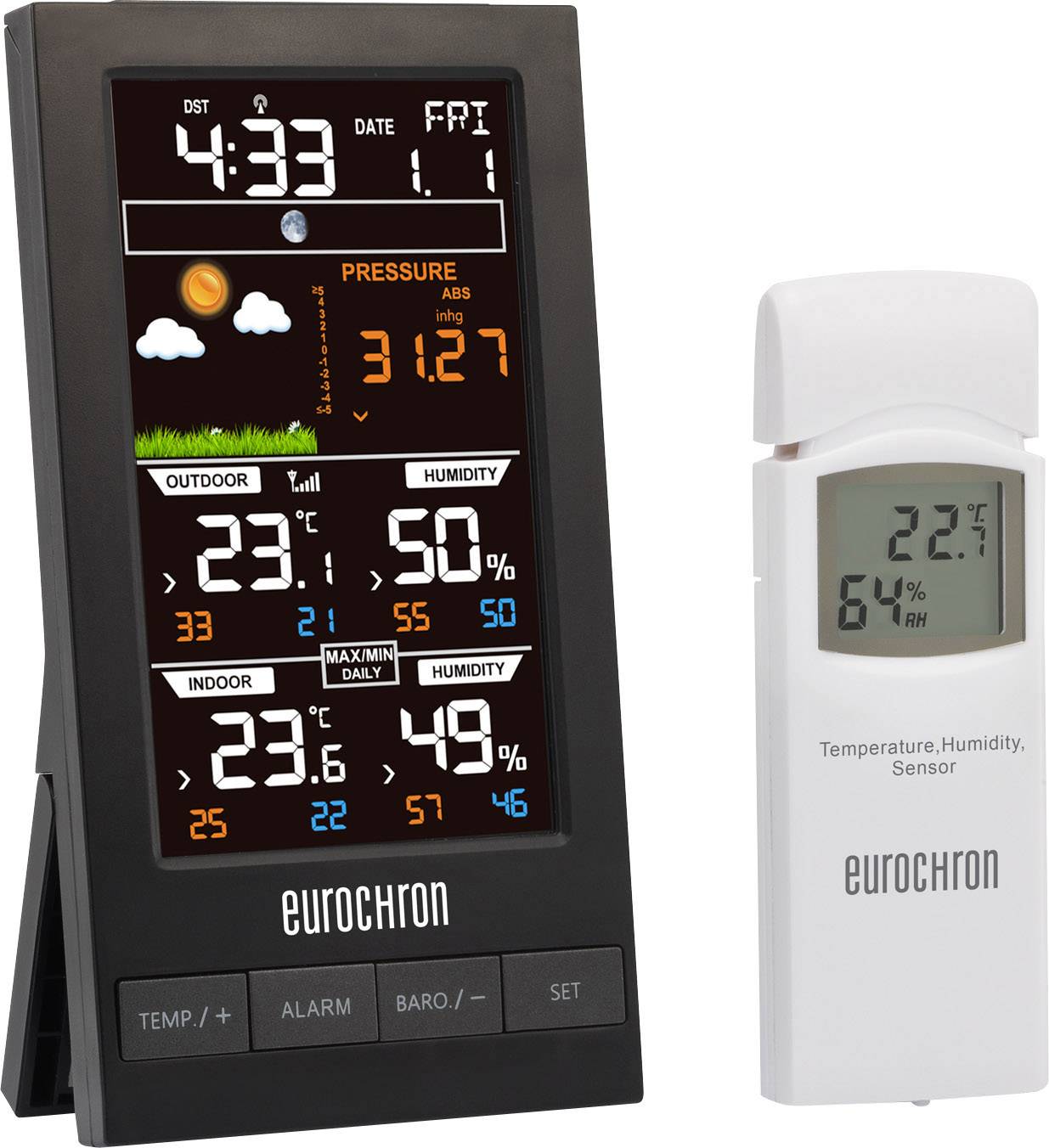 Station météo radiopilotée numérique Eurochron EFWS S250 noir