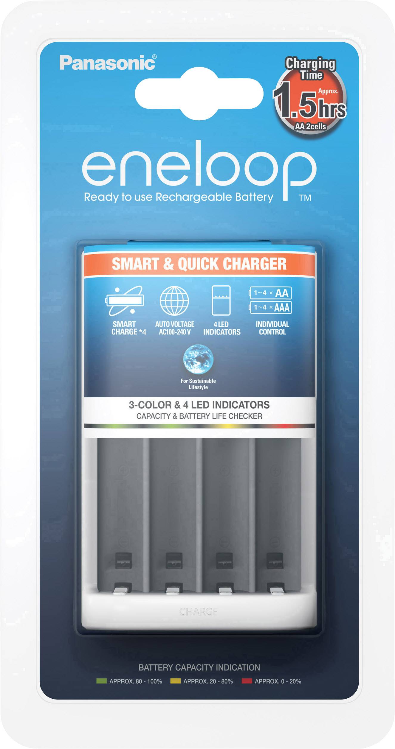 Chargeur de piles rondes NiMH Panasonic BQ-CC55E