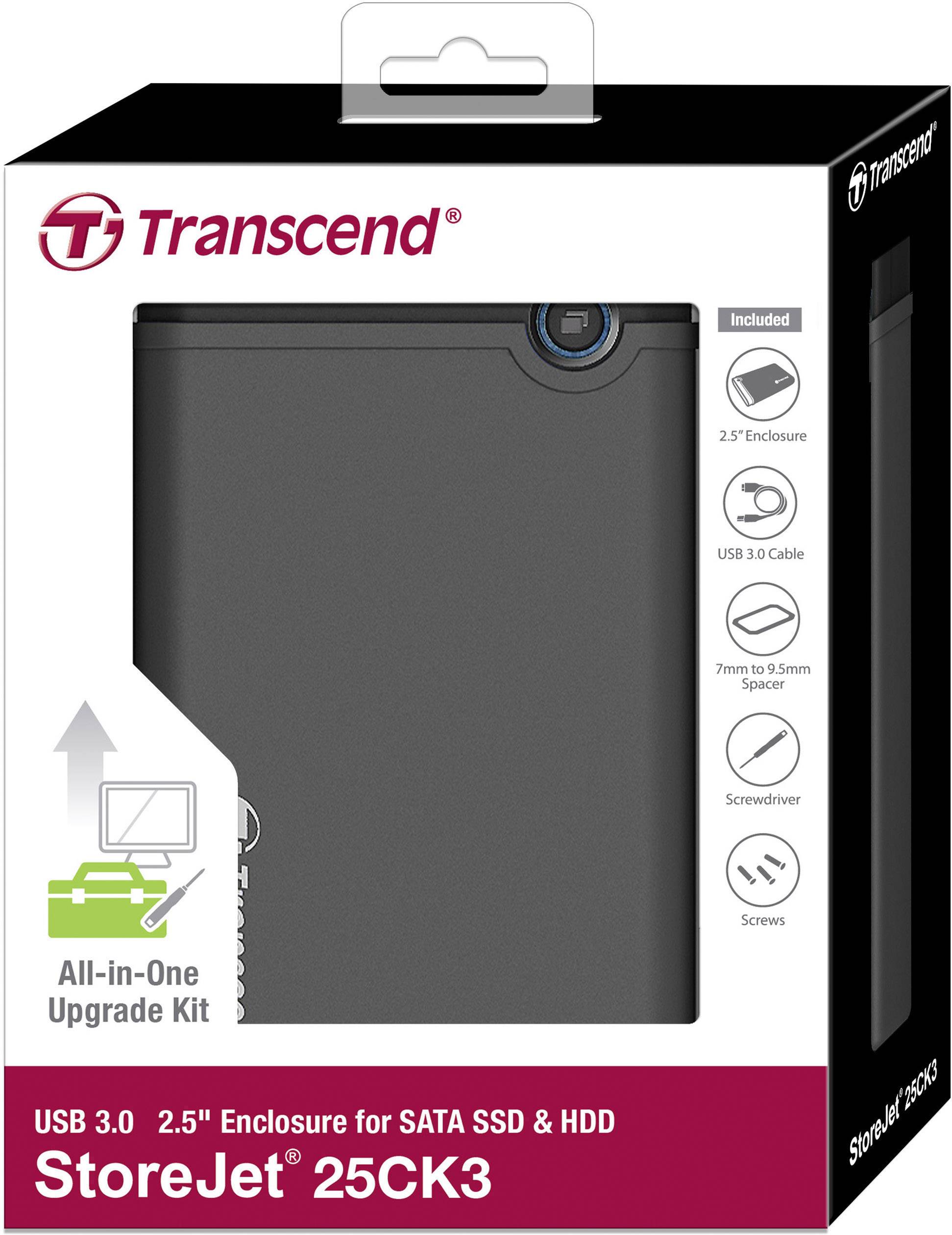 Transcend TS0GSJ25CK3 Boîtier pour disque dur SATA 2.5 pouces USB 3.1 (Gen 1)