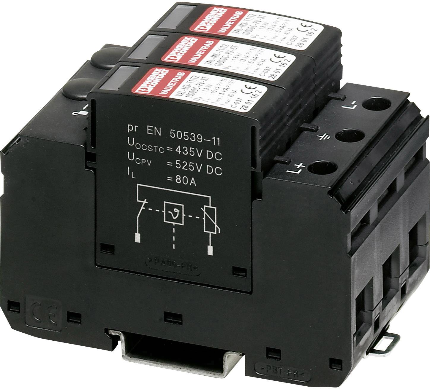 Phoenix Contact 2801160 VAL-MS-T1/T2 1000DC-PV/2+V Dispositif antisurtension Protection anti-surtension pour: installation