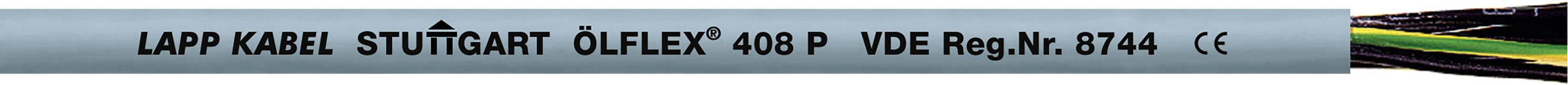 Sur l'image, on peut voir un câble gris portant l'inscription 'LAPP KABEL STUTTGART ÖLFLEX 408 P VDE Reg. Nr. 3744' et le marquage CE.