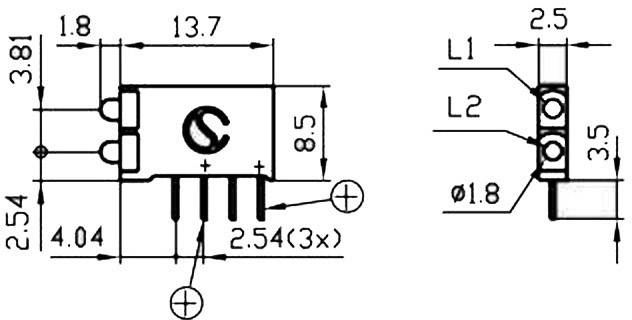 Signal Construct DBI01302 Élément LED x2 rouge, vert (L x l x H) 15.5 x 2.5 x 12 mm