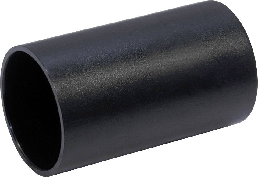 Tube cylindrique noir en plastique, horizontal.