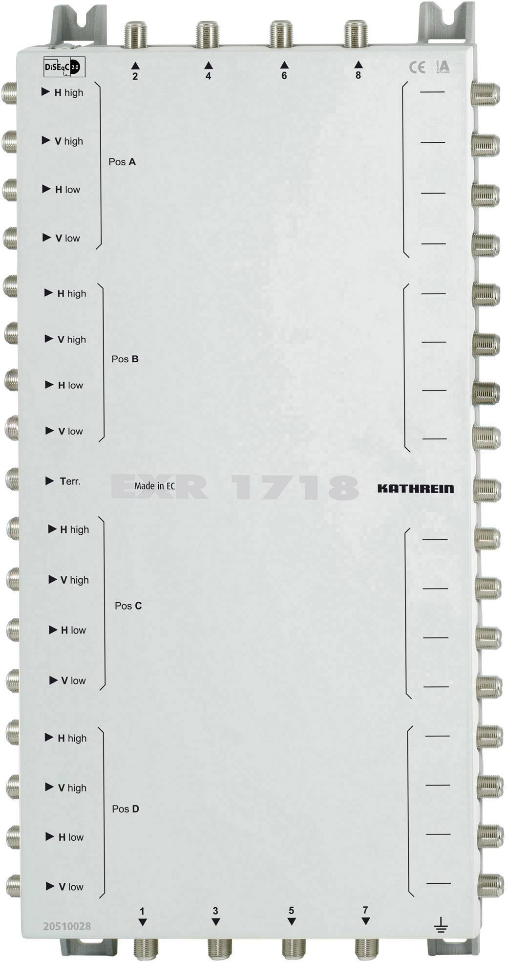 Kathrein EXR 1718 Commutateur multiple SAT cascade Entrées (commutateur multiple): 17 (16 SAT/1 terrestre) Nombre d'abonnés: 8