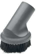Embout brosse d'aspirateur, noir avec des poils denses, pour le nettoyage de surfaces délicates.