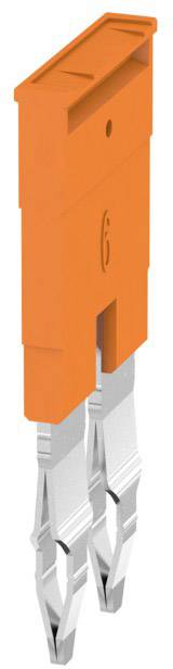 Un fusible orange avec deux contacts métalliques argentés, typique de l'utilisation dans des appareils électroniques pour interrompre le courant électrique.