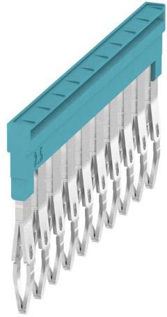Un connecteur électrique avec un capot en plastique bleu et des broches métalliques, adapté pour des fiches de 2,5 mm, disposé en ligne.