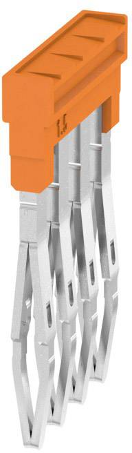 Un connecteur en plastique orange équipé de six bornes métalliques disposées parallèlement.