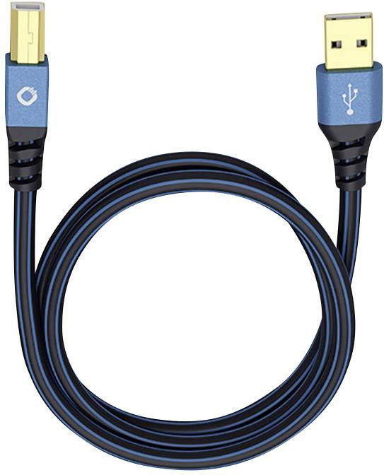 USB 2.0 [1x USB 2.0 type A mâle - 1x USB 2.0 type B mâle] 7.50 m bleu contacts dorés Oehlbach USB Plus B