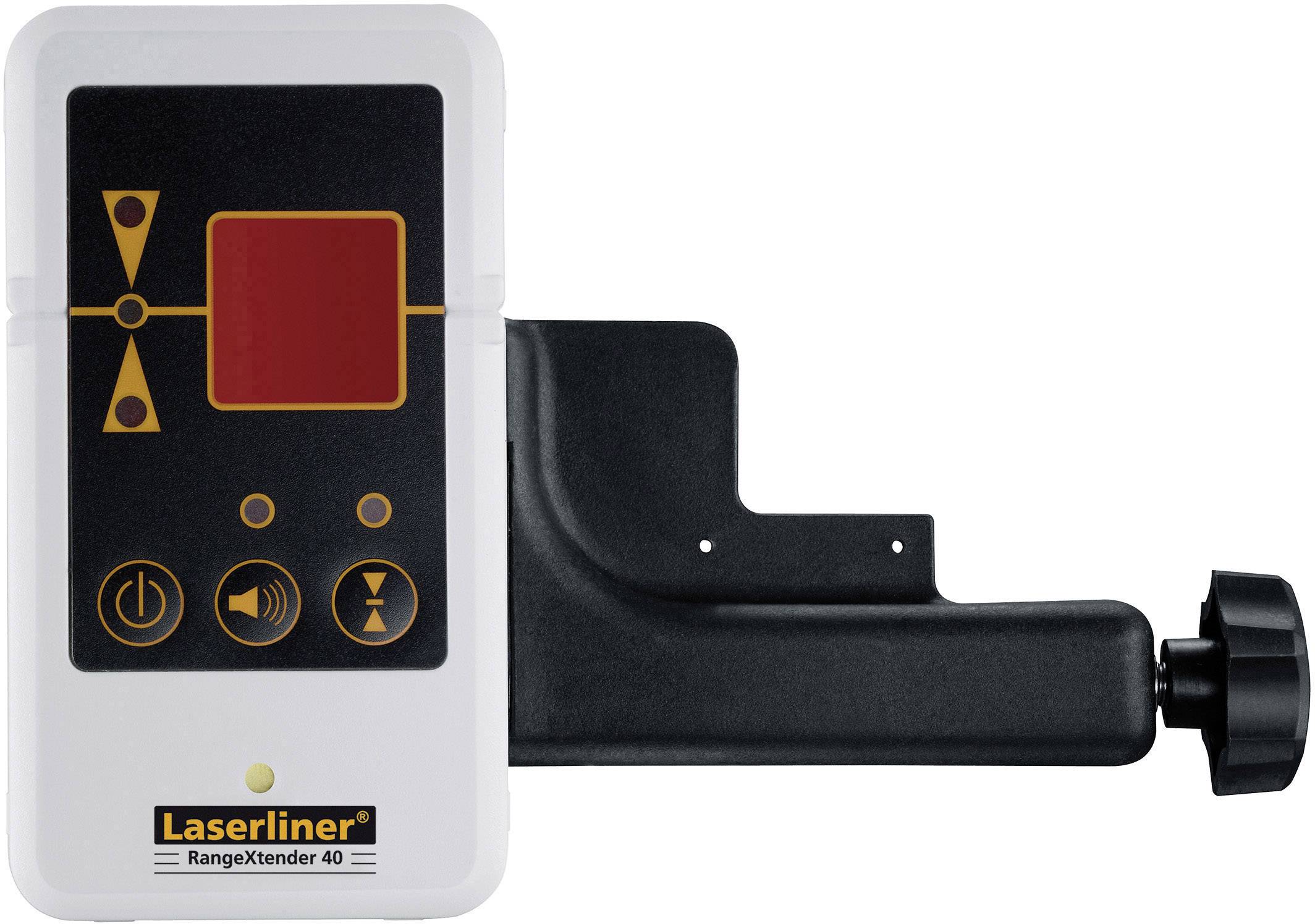 Laserliner RangeXtender 40, un outil permettant d'étendre la portée des appareils de mesure laser, doté de boutons de commande et d'un écran d'affichage.