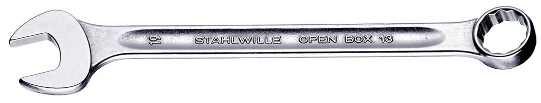 Clé à molette, un côté ouvert, l'autre avec cliquet, en métal, portant l'inscription 'STAHLWILLE OPEN BOX 19'.