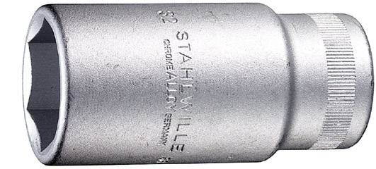 Une noix de blocage en argent portant l'inscription 'STAHLWILLE Chrome Alloy Germany', conçue pour un usage professionnel d'outils.